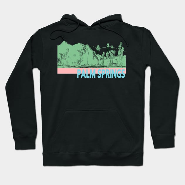 Palm Springs Desert Landscape With Palm Trees Hoodie by encycloart